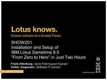 SHOW201 Installation and Setup of IBM Lotus Sametime 8.5 âFrom ...