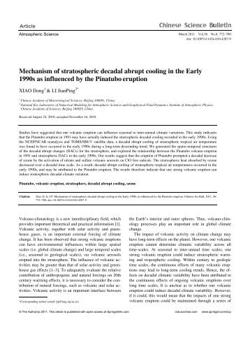 Mechanism of stratospheric decadal abrupt cooling in the Early ...