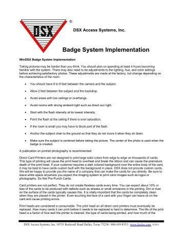 Badge System Implementation - DSX Access Systems, Inc.