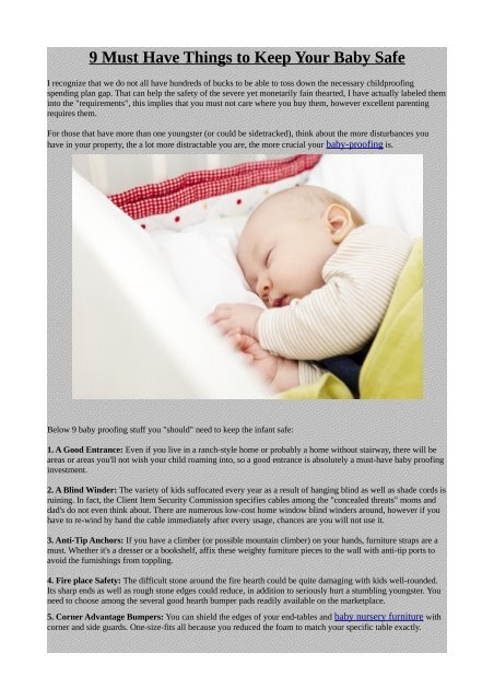 9 Must Have Things to Keep Your Baby Safe