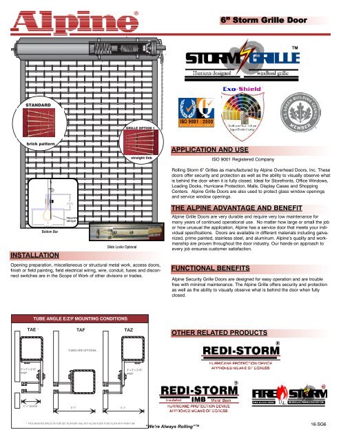 6â Storm Grille Door - Alpine Door