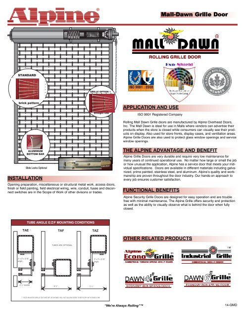 Mall Dawn Grille Door Alpine Overhead Doors