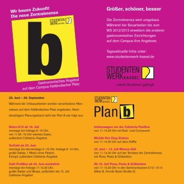 Plan-B-Ãœbersicht - Studentenwerk Kassel