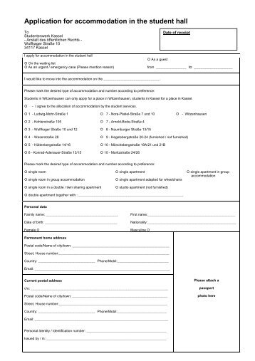 Application for accommodation in the student hall - Studentenwerk ...