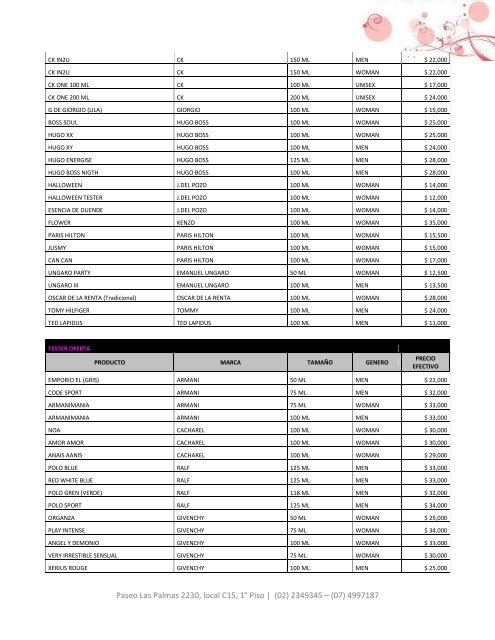 LISTADO MAYORISTA Octubre 2012 - Devia Perfumes