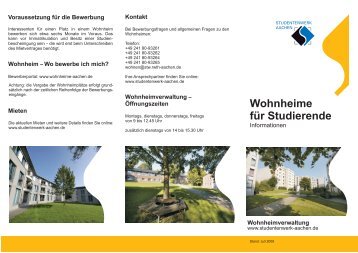 Wohnheime für Studierende - Studentenwerk Aachen