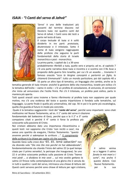 ISAIA - âI Canti del servo di JahvÃ¨â - Diocesi di Roma