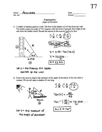Trigonometry - Angle of Elevation & Depression - T7 - Answers.pdf