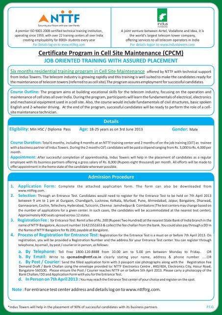 CPCM Admission Brochure in English - NTTF