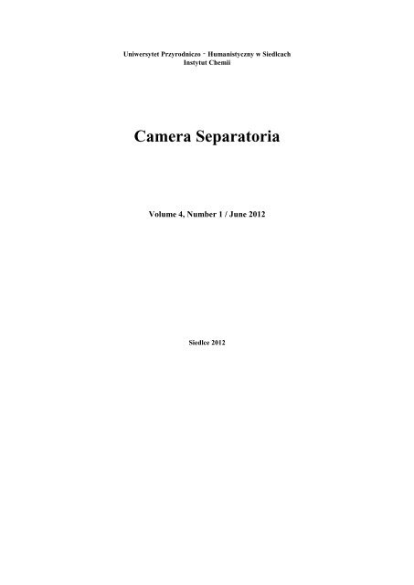 Camera Separatoria - ZakÅad Chemii Analitycznej - Uniwersytet ...