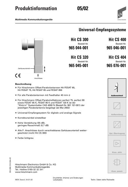 965 044-001 Hit CS 320 - Instalsat