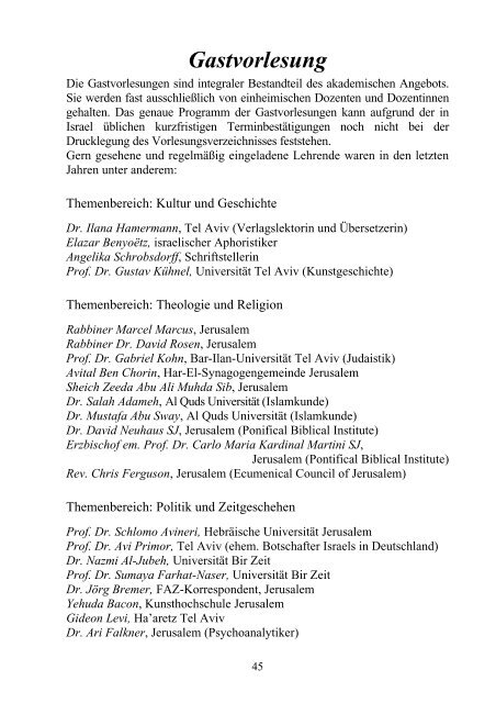 Gedächtnis und Geschichte(n) - Theologisches Studienjahr Jerusalem