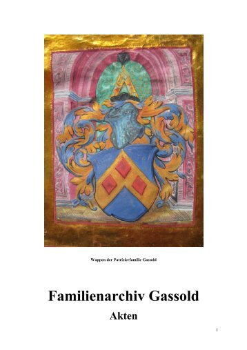 Familienarchiv Gassold - Akten - Stadtarchiv Ulm