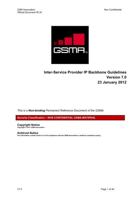 Inter-Service Provider IP Backbone Guidelines Version 7.0 23 - GSMA