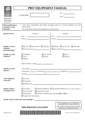 Formulaire De Pret Mobilier Caf Formulaire De Pret Mobilier Caf