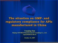 The situation on GMP- and regulatory compliance for APIs ... - Cefic
