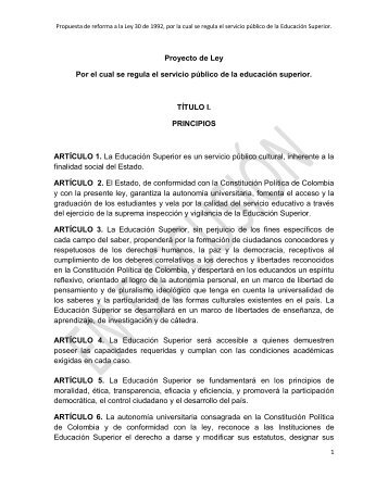 reforma a la Ley 30 - ORI - Universidad Nacional de Colombia