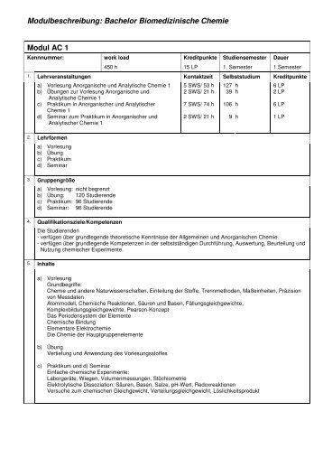 Modulbeschreibungen B. Sc. Biomed. Chemie