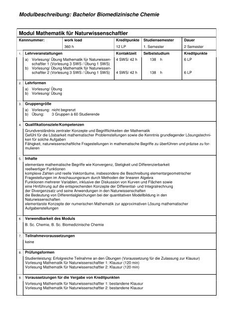 Modulbeschreibungen B. Sc. Biomed. Chemie