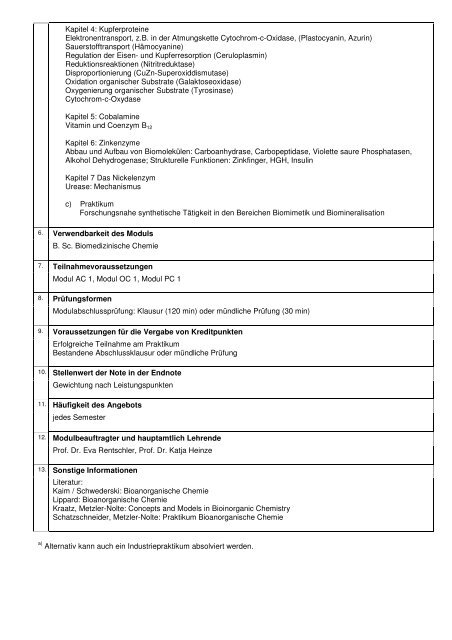 Modulbeschreibungen B. Sc. Biomed. Chemie