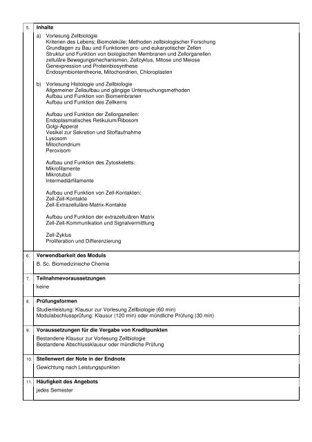 Modulbeschreibungen B. Sc. Biomed. Chemie