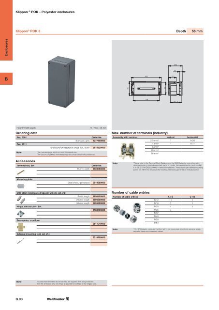 ÐÐ°ÑÐ°Ð»Ð¾Ð³ Weidmuller: Enclosures and Cable Glands