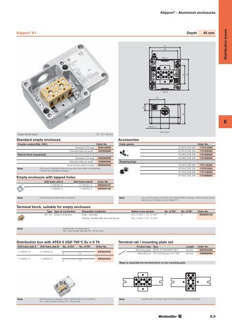 ÐÐ°ÑÐ°Ð»Ð¾Ð³ Weidmuller: Enclosures and Cable Glands