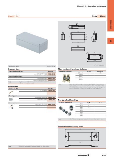 ÐÐ°ÑÐ°Ð»Ð¾Ð³ Weidmuller: Enclosures and Cable Glands