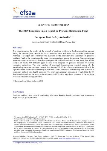 EFSA 2009 Annual report on pesticide residues - PAN Europe