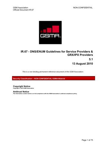 IR.67 - DNS/ENUM Guidelines for Service Providers & GRX ... - GSMA