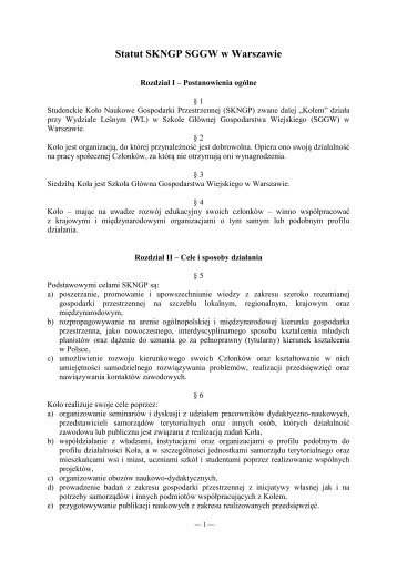 Statut SKNGP - Studenckie Koło Naukowe Gospodarki ...