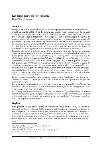 Les fondements de l'ostÃ©opathie Nommer DÃ©finir - Approche ...