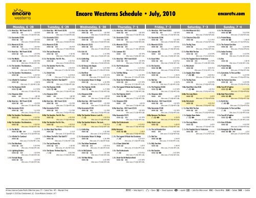 Encore Westerns Schedule - July, 2010 - Starz