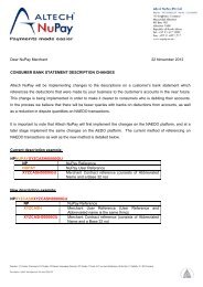 Consumer Bank Statement Description Changes ... - Altech NuPay