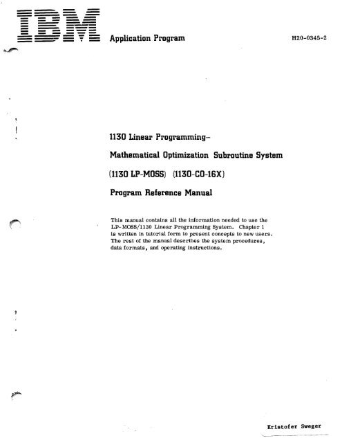 (1130 LP-MOSS) (1130-CO-16X) - All about the IBM 1130 ...