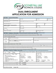 DUAL ENROLLMENT APPLICATION FOR ADMISSION - OFTC.edu