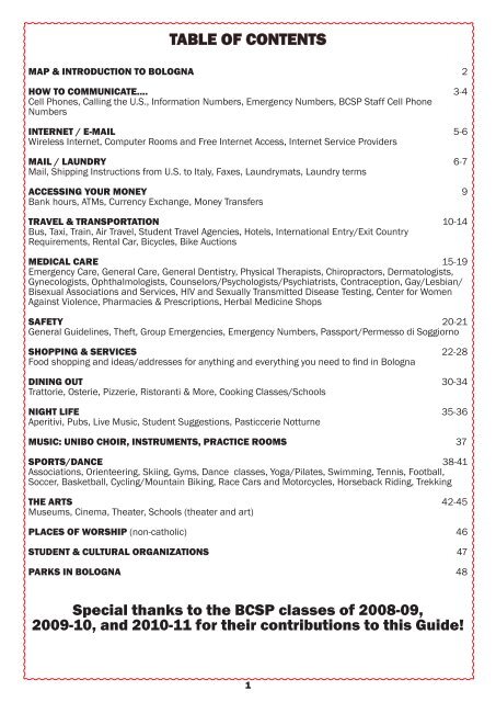 Table Of Contents Uw Study Abroad