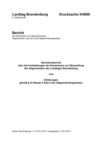 Landtag Brandenburg Drucksache 5/4600 Bericht