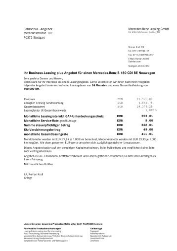 Anlage Service-Leasing - Mercedes-Benz Niederlassung Stuttgart