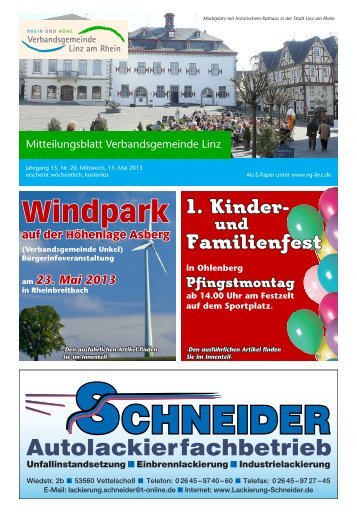 Ausgabe Nr. 20 vom 15.05.2013 - Verbandsgemeindeverwaltung ...