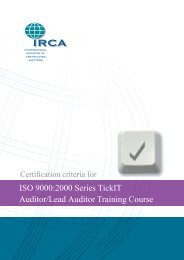 ISO 9000:2000 Series TickIT Auditor/Lead Auditor Training ... - IRCA