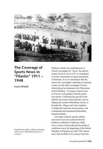The Coverage of Sports News in âFilastinâ - Jerusalem Quarterly