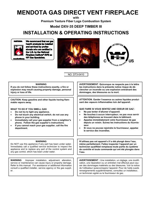 MENDOTA GAS DIRECT VENT FIREPLACE