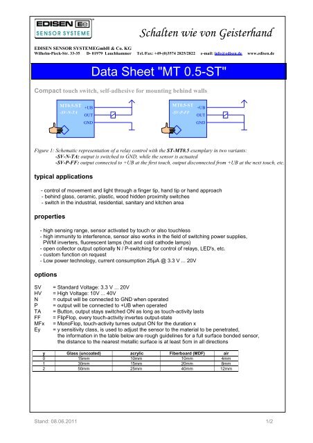 Data Sheet MT0.5-ST - EDISEN SENSOR SYSTEME