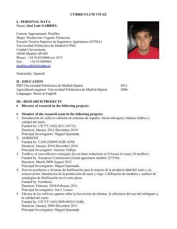 curriculum vitae - ETSI Agronomos - Universidad PolitÃ©cnica de ...