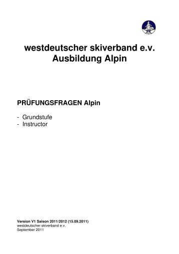 Fragenkatalog der Theorie-PrÃ¼fung - Westdeutscher Skiverband e.V.