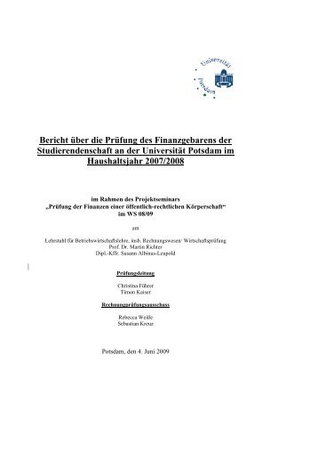 Bericht über die Prüfung des Finanzgebarens der ...