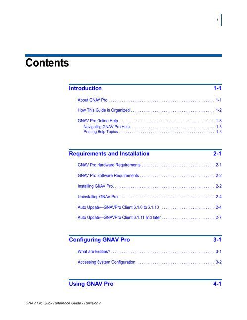 GNAV Pro Quick Reference Guide - NEC Corporation of America