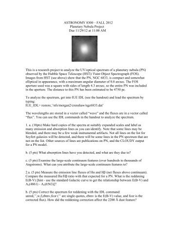 Planetary Nebula Project (in PDF) - GSU Astronomy