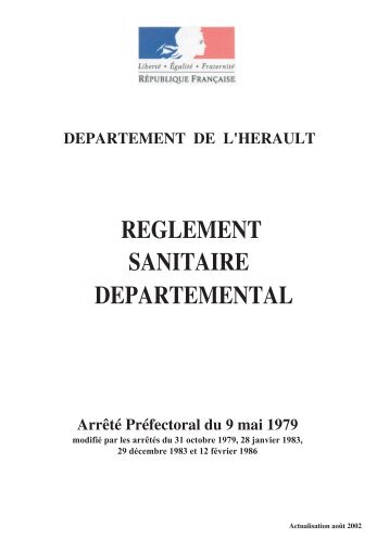 Arrêté Préfectoral du 9 mai 1979 REGLEMENT SANITAIRE ...